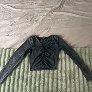 ASOS Charcoal Long Sleeve Ruched Top